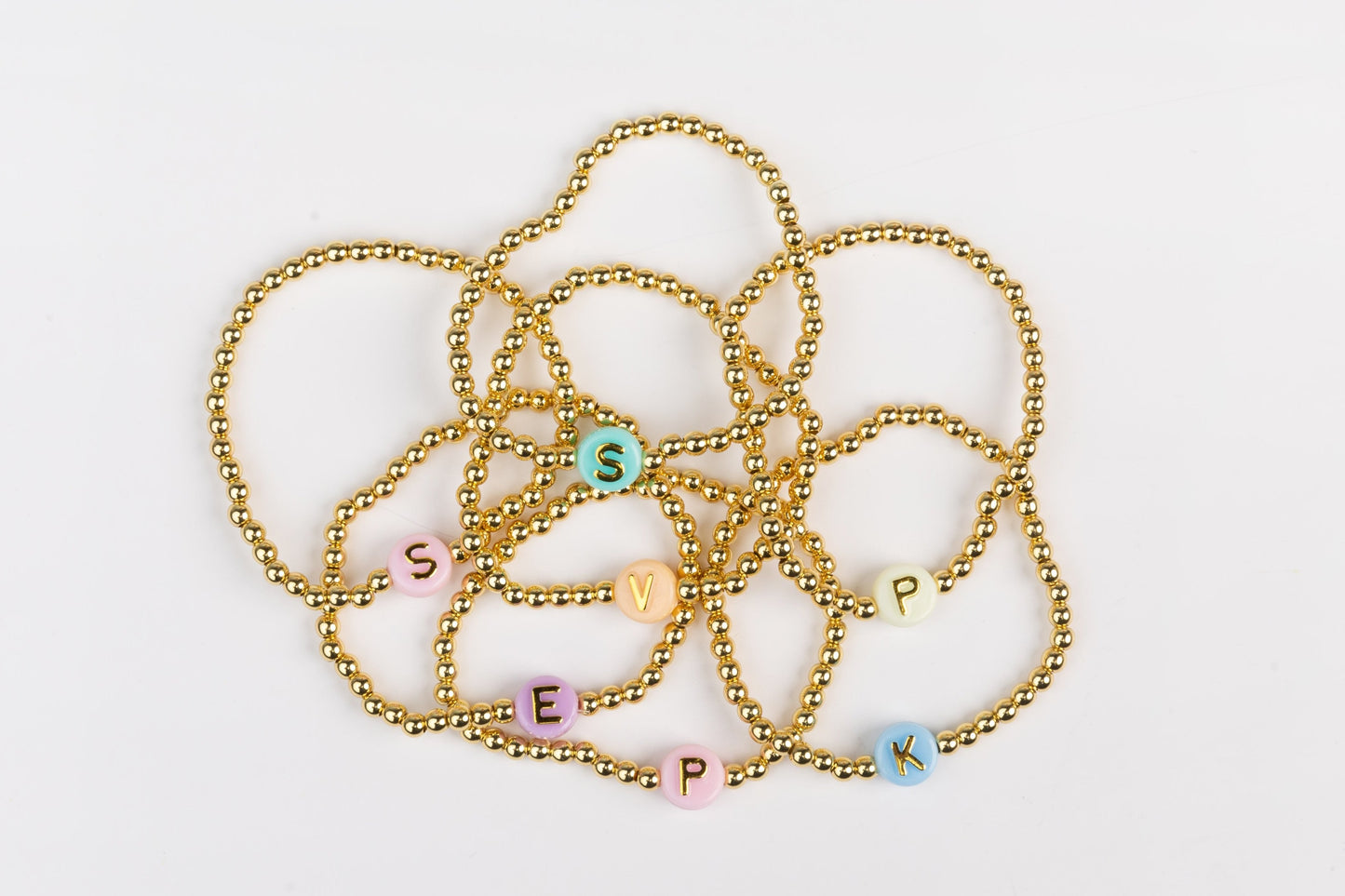 Gold Initial V - Z Bracelet