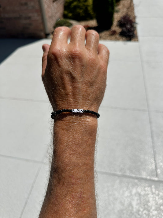 USA Mens Beaded Bracelet - 8"